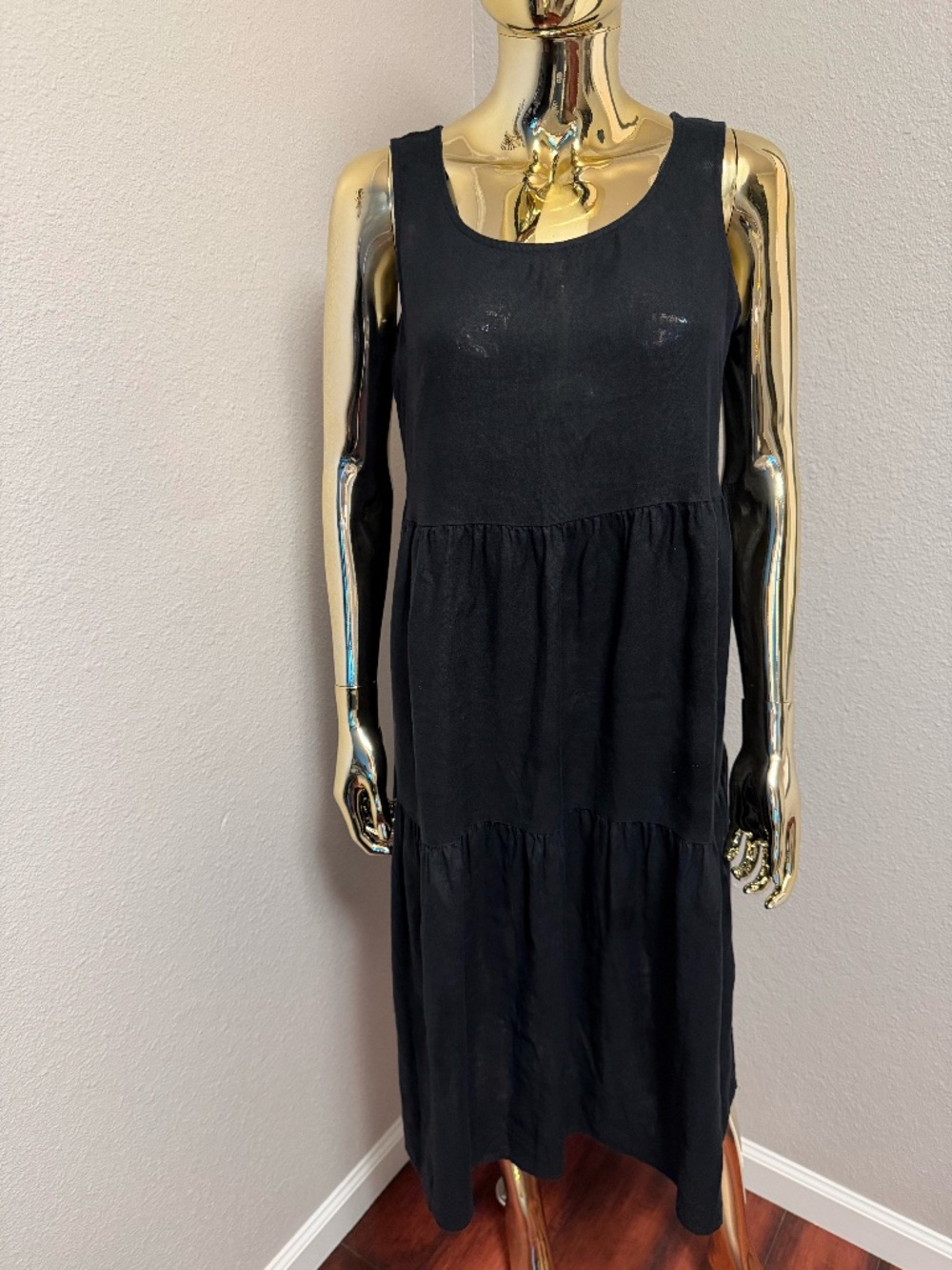 Eileen Fisher linen, blk dress, XS
